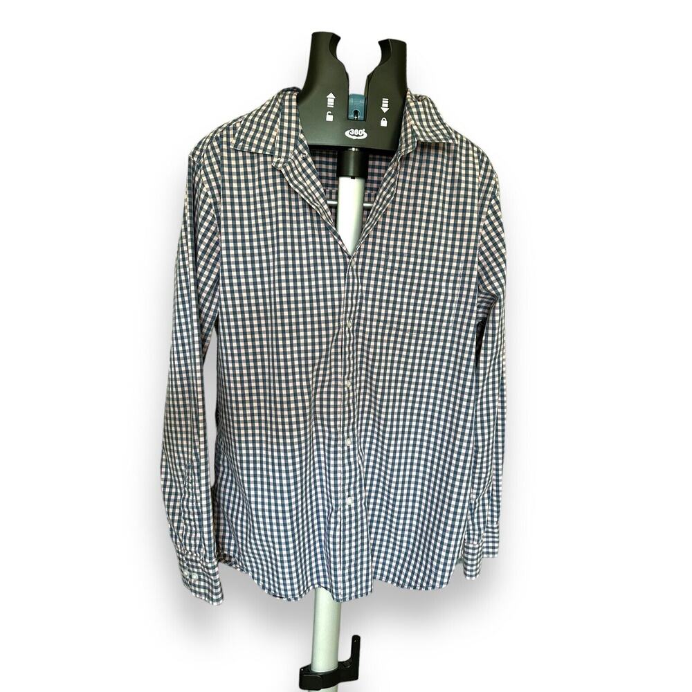 Hawker Rye Long Sleeve Pink Blue Gingham Check Shirt Slim Fit Stretch Large